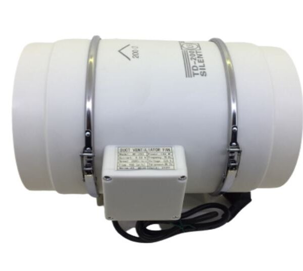 Inline Fan | Silent Fan 200mm - 220V Dual Speed (with Plug & Switch)