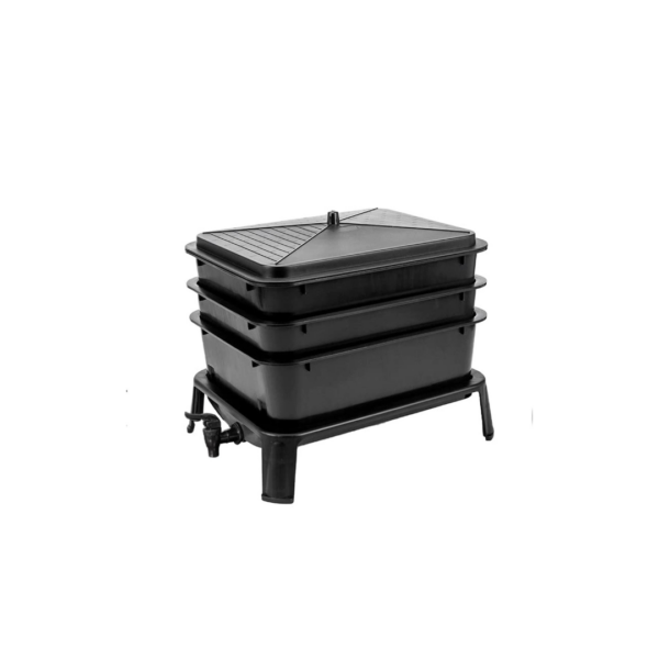 30L 3-Tray Worm Compost Bin - PP Vermicompost Garden Composting System